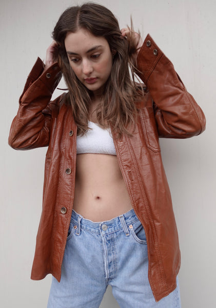 VINTAGE RUST LEATHER SHIRT