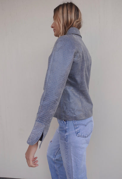Y2K CROC EFFECT LEATHER JACKET