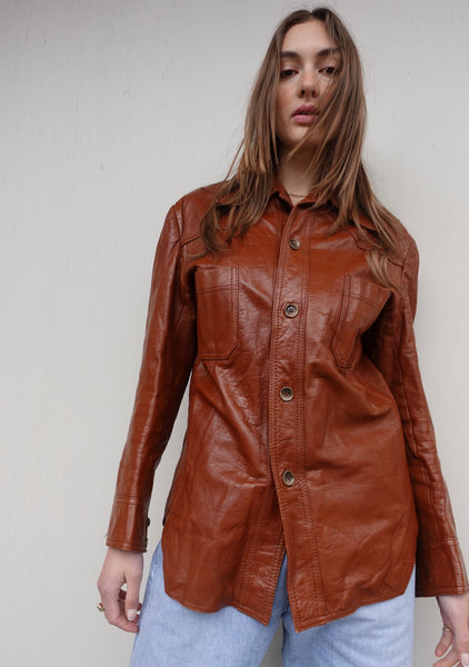 VINTAGE RUST LEATHER SHIRT
