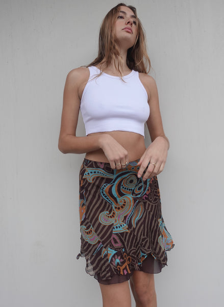 Y2K ABSTRACT SILK SKIRT