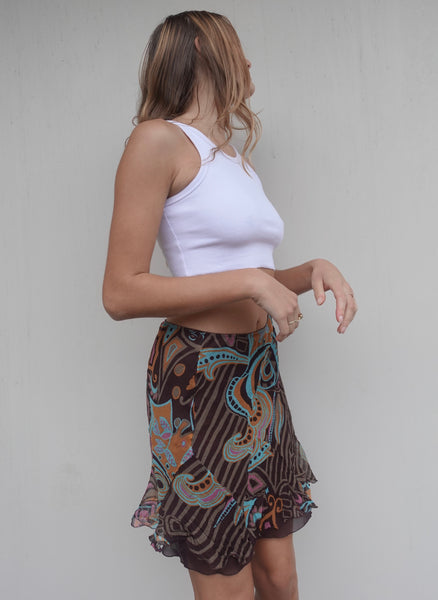 Y2K ABSTRACT SILK SKIRT