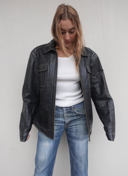VINTAGE LEATHER BIKER JACKET