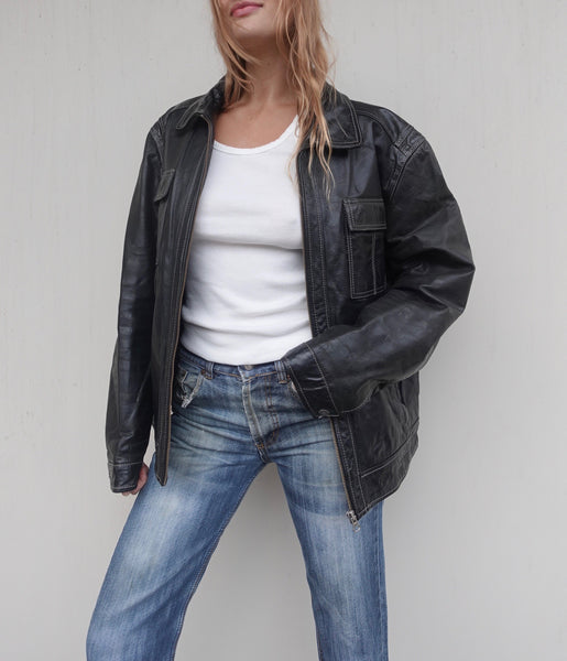 VINTAGE LEATHER BIKER JACKET