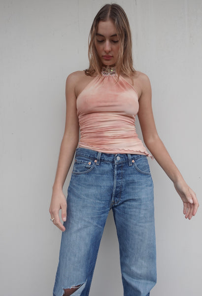 Y2K GLITTER OMBRE HALTER TOP